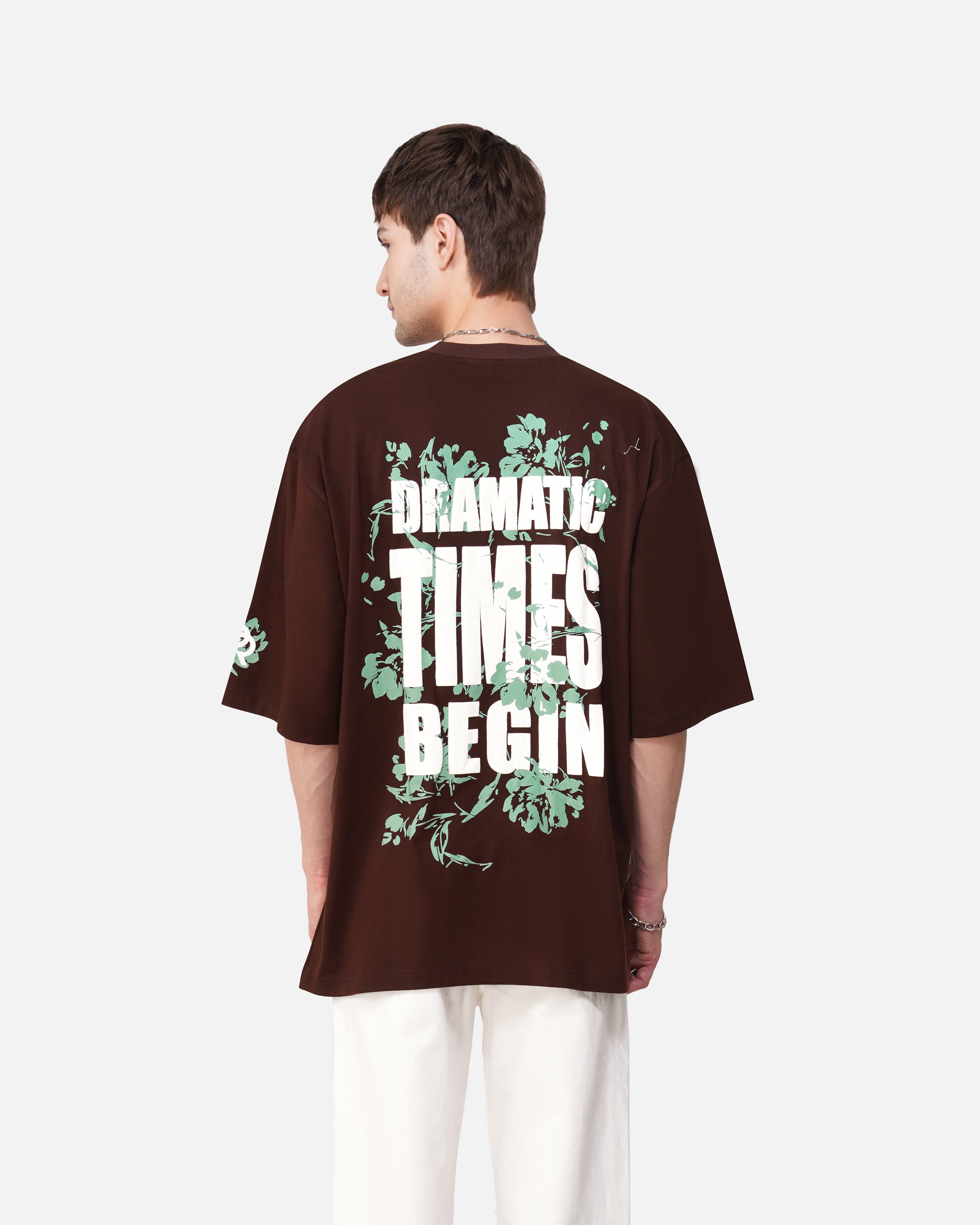 Dramatic Bloom Script Oversized Tee